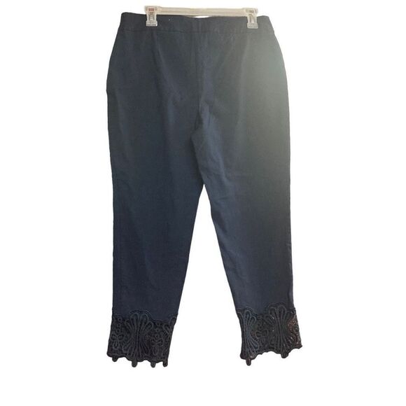 Cest.1946 Women’s Classic Stretch Lace Contemporary Capri Pants Black Size 10 - Picture 2 of 8